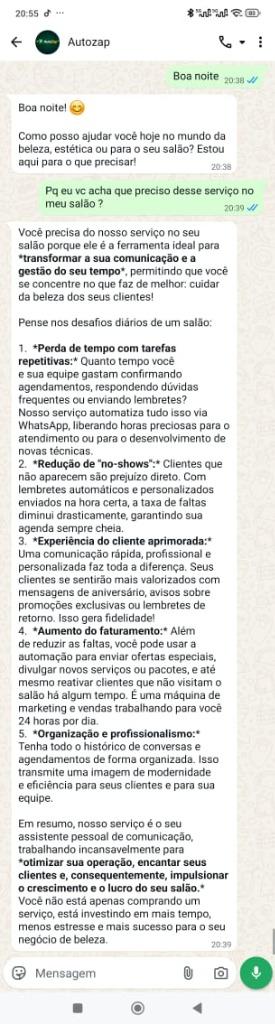 Demonstração do Suporte e Vendas